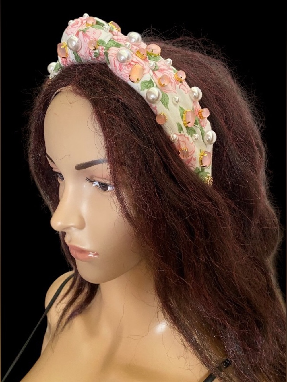 Brianna Cannon floral faux pearl cabochon headband